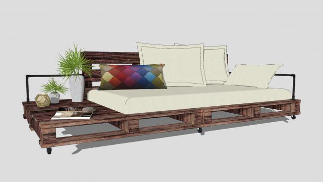 现代木质沙发SU模型