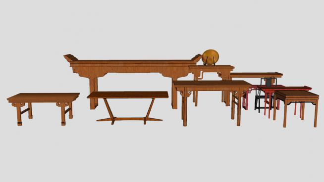 9款中式案台桌子SU模型