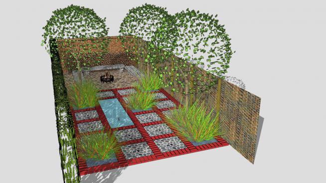庭院花园布景SU模型