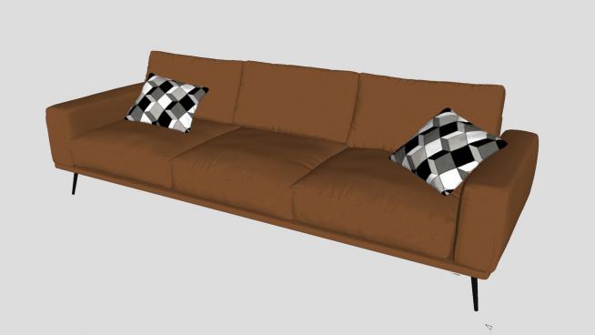 现代棕色沙发家具SU模型