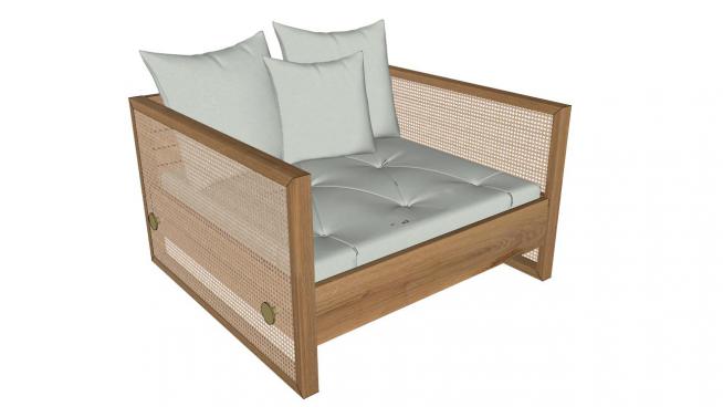 木质沙发su模型
