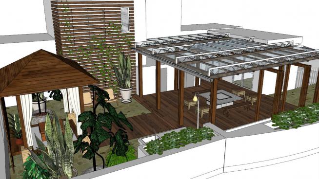 阳台小花园su模型