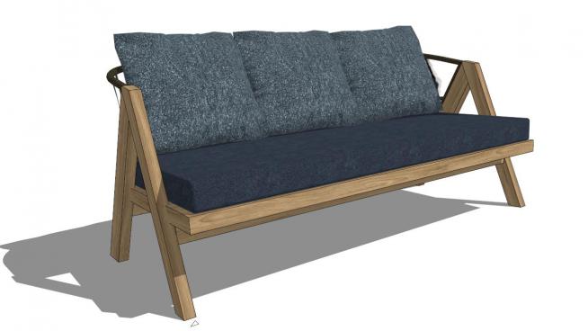 木沙发su模型