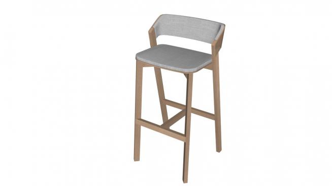 酒吧木质椅子SU模型