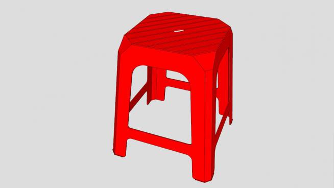 红色塑料凳su模型