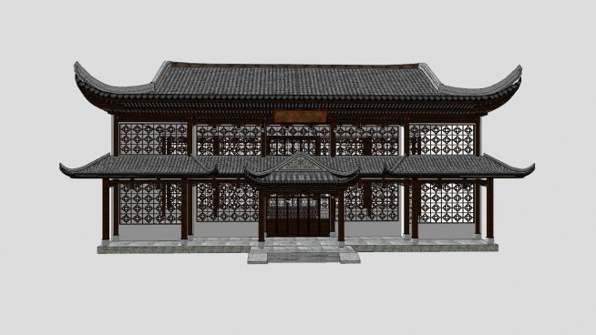 中式古建筑茶楼SU模型