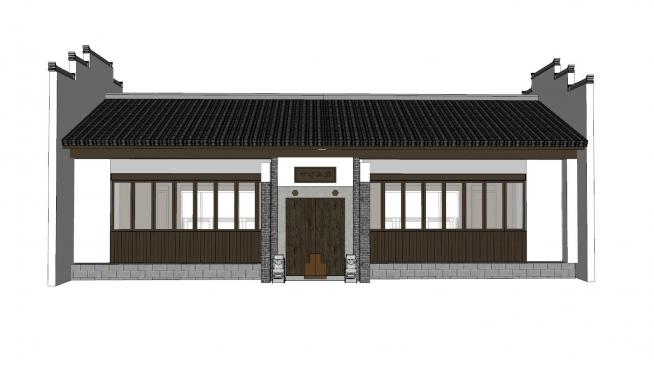 中式古建山庄建筑SU模型