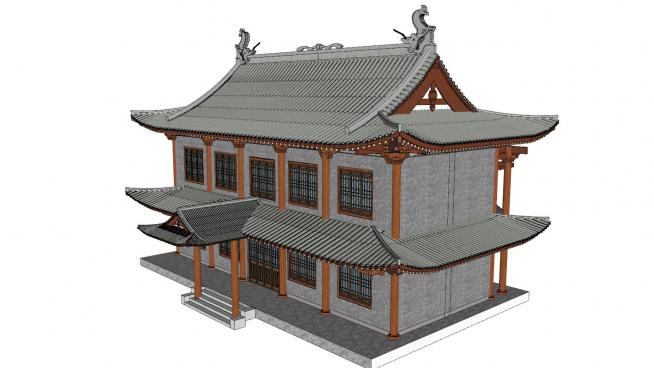 中式建筑殿宇设计SU模型QQ浏览器截图20200311174216(2)