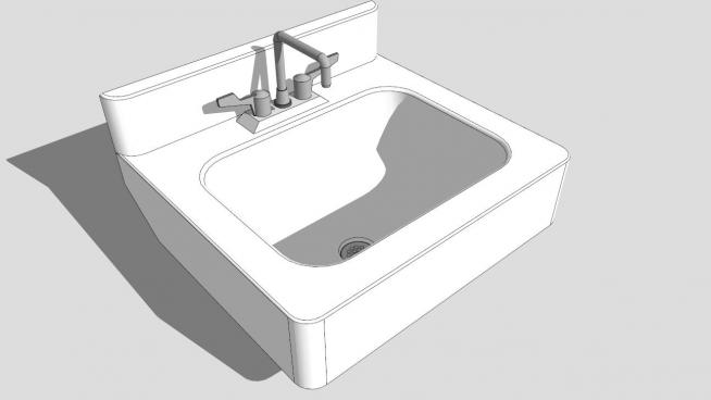 公共卫生间洗手台su模型