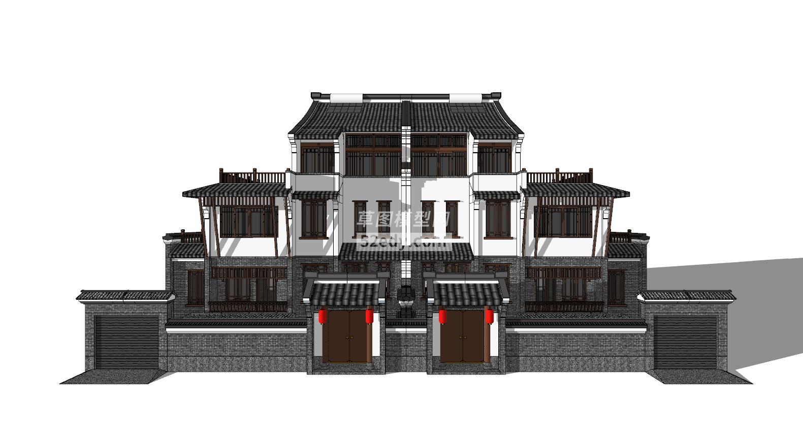 中式联排别墅sketchup模型QQ浏览器截图20200315100946(1)