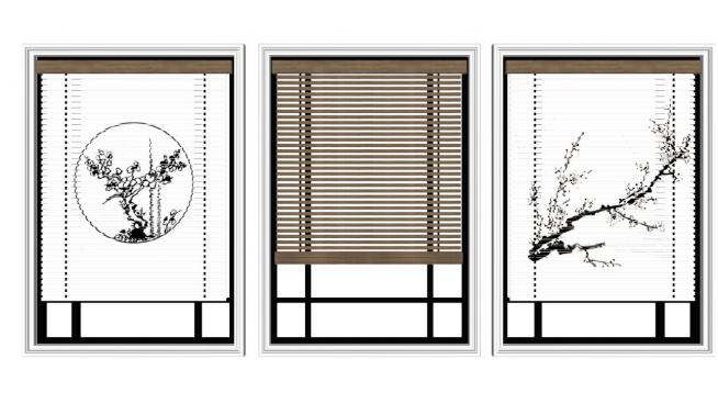 新中式��房窗�su模型