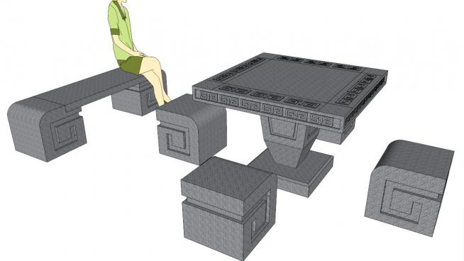 石板凳su模型