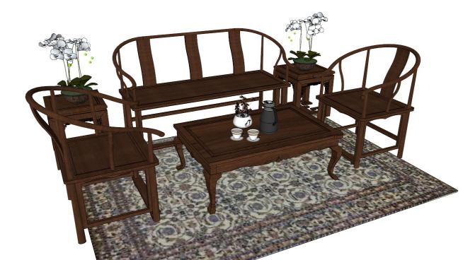 古典桌椅skp模型