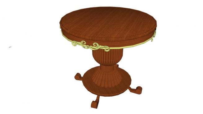 木圆桌skp模型