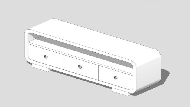 白色电视柜skp模型