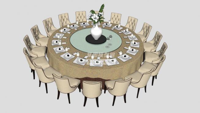 圆形餐桌skp模型