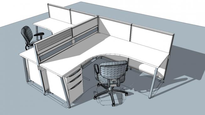 办公室里的办公桌设计SKP模型